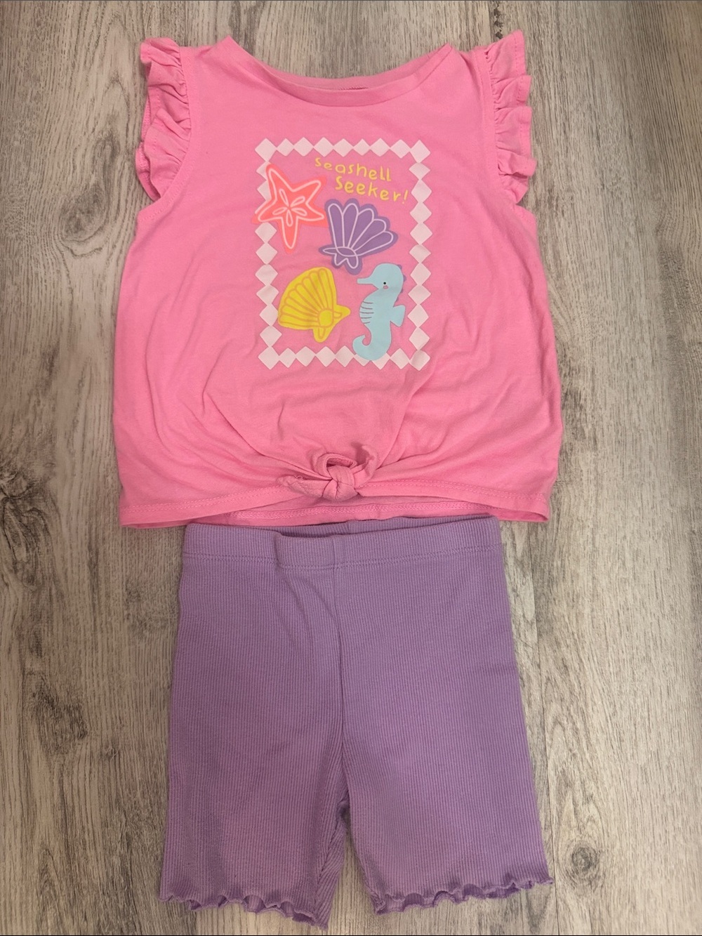 Garanimals seashell Pink Top & Purple Shorts Kids Matching Set